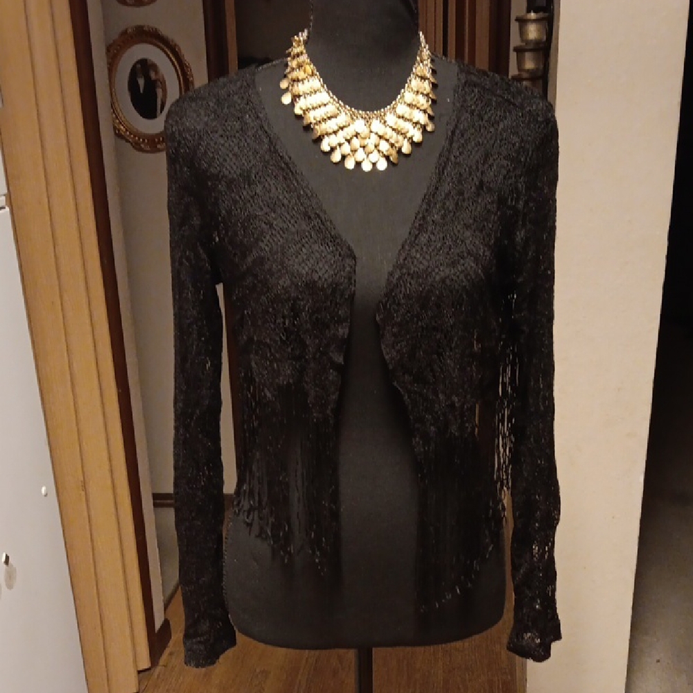 Black Fringe Cardigan